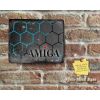 Rustic Small AMIGA Technologies LOGO Glowing Hexagon Metal Sign [484]