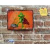 3D Rendered SUPERFROG posing with a Rock. Complete with AMIGA Logo - Metal Sign