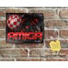 Rustic Bright RED AMIGA TEXT Eye-Catching Red Cubes Metal Sign [434]