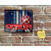 Rustic RED AMIGA TEXT with Boing Ball Shades of Blue Lines Metal Sign [445]